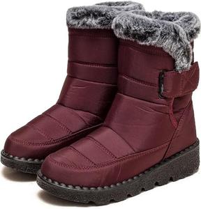 Женские зимние флисовые ботинки для снега с меховой подкладкой, теплые ботильоны на каждый день, водонепроницаемые, модные зимние уличные ботинки Generic, Red
