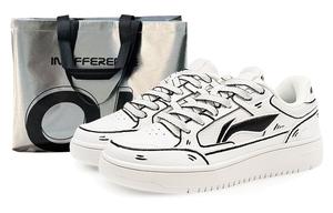 LINING Кроссовки для скейтбординга Tianji с противоскользящим покрытием, износостойкие, унисекс, белые, черные