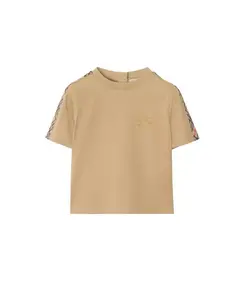 Детская хлопковая футболка в клетку. Burberry, коричневый