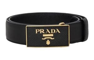 Бляшка для ремня с логотипом PRADA, черный