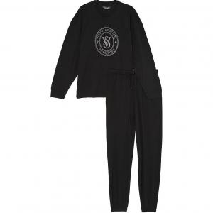 Victoria's Secret Хлопковый длинный комплект пижамы / черный комплект пижамы women's black