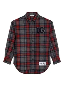 Клетчатая рубашка Dolce & Gabbana Kids, серый