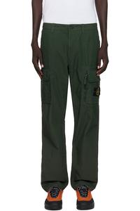 Stone Island Зеленые хлопковые брюки-карго с плетением из парусины 3100006