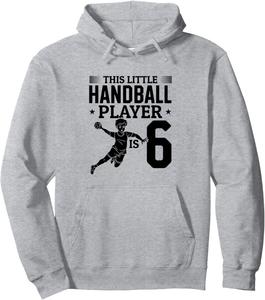 Толстовка, Гандболист - этому маленькому гандболисту 6 лет, и он одет в толстовку с капюшоном 6Th Birthday Handball Baby Handball Player, серый