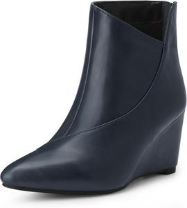 Женские ботильоны Allegra K с заостренным носком, на застежке-молнии и с танкеткой, Navy Blue