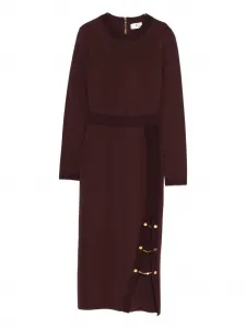 Платье в рубчик с цепочкой Elisabetta Franchi, коричневый