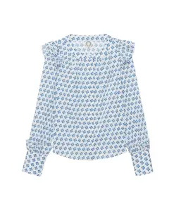 Современный хлопковый топ с рюшами Ines De La Fressange Paris, синий