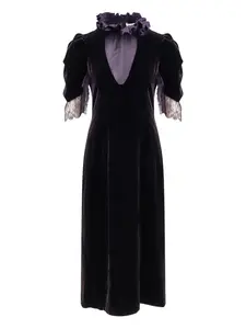 Платье макси с кружевными оборками Alexander Mcqueen, фиолетовый