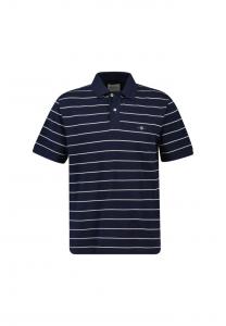 Рубашка поло - полосатая рубашка поло с коротким рукавом планка на пуговицах логотип в полоску Gant, черный