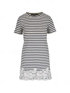 Полосатое платье мини Rhue с кружевом Veronica Beard, бежевый