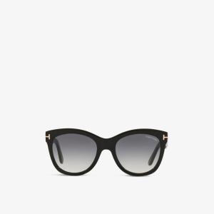FT0870 солнцезащитные очки Wallace из ацетата кошачьего глаза Tom Ford, черный