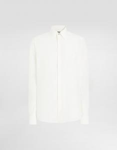 Шелковая рубашка с вышитым логотипом Dolce & Gabbana, белый