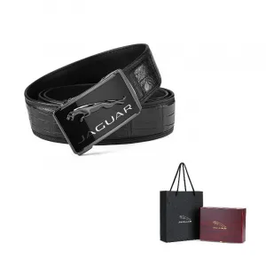 JAGUAR Повседневный кожаный ремень с автоматической пряжкой из крокодиловой кожи мужской шириной 3,5 см, Black