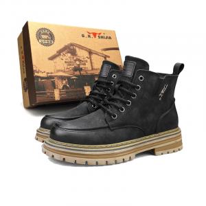 G.N.SHIJIA Боксерские короткие ботинки Мартин 5 см мужские черные, цвет Black