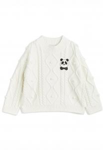 Свитер PANDA TEXTURE UNISEX Mini Rodini, слоновая кость