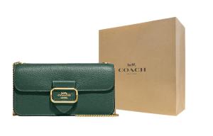 COACH Сумка через плечо из галечной кожи Морган малая женская тёмно-зелёная