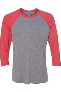 Футболка унисекс Triblend с рукавами реглан три четверти Next Level, цвет vintage red sleeves/ premium heather body