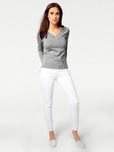 Свитер с V-образным вырезом серого меланжевого цвета Heine