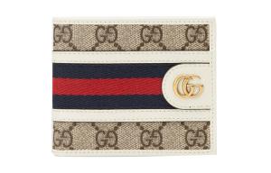 Ophidia Canvas With Leather укороченный бумажник мужской Ebony & White GUCCI