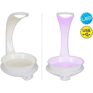 Настольная лампа näve LED Grow Light 1 шт. Светильник для роста растений, нейтральный белый, растительный свет (фиолетовый) и нейтральный белый, USB-кабель Näve, белый