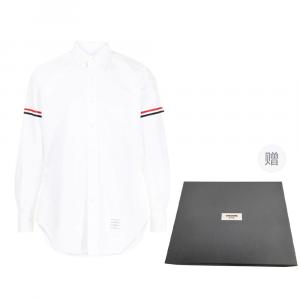 Хлопковая рубашка с репсовой манжетой THOM BROWNE, белый (box version)