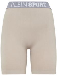 Plein Sport облегающие шорты в рубчик с логотипом, нейтральный