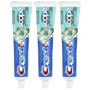 Crest, Complete Plus , Scope + Whitening, зубная паста с фтором, мятная свежесть в полоску, 3 пакетика по 153 г (5,4 унции)