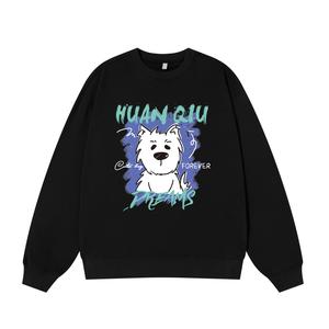 Свитшот с круглым вырезом Unisex HUANQIU, черный (fleece-lined)