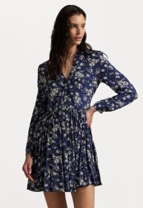 Платье Polo Ralph Lauren FLORAL BUTTONED CREPE DRESS, Navy/Cream/Blue