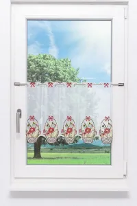 Штора для кафе, кружево Плауэн - корзина (Ш x В) 97,20 см * 40 см, красная/разноцветная Plauener Spitze