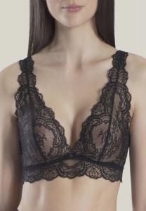 Женский кружевной треугольный бюстгальтер с широкими бретелями и бантом Aubade, черный