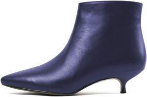 Женские модные ботильоны Lutalica W с заостренным носком, матовой кожей, на застежке-молнии, с комфортным низким каблуком, Blue