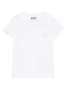 Хлопковая футболка Moschino Kids, белый