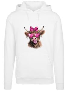 Толстовка F4NT4STIC Highland Cow Valentinstag Sonnenbrille, White