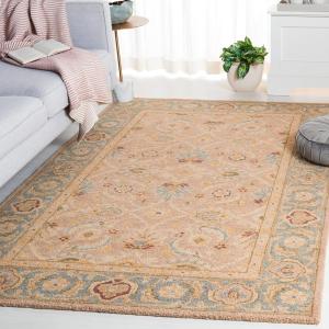 Ковер SAFAVIEH, 92 x 153 см, Anatolia Collection, Brown & Blue, ручной работы, традиционный восточный из шерсти, идеален для помещений с высокой проходимостью: прихожая, гостиная, спальня (AN549A)