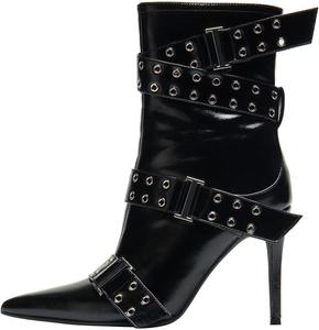 Женские ботильоны FOWT с заостренным носком, ремешками, на высоком каблуке-стилет, средней высоты, с боковой молнией, модные праздничные туфли, размеры 4-16 US, Black