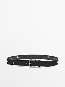 Ажурный ремень с заклепками Massimo Dutti, black