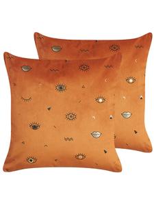 Beliani Комплект из 2 декоративных подушек AEONIUM оранжево-черного цвета