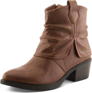 Женские ботильоны PATRIZIA IDOLIZE в западном стиле с капюшоном на голенище, декоративной строчкой и застежкой-молнией, Camel