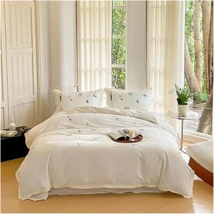 YUSIWOAL Комплект постельного белья пасторальный стиль хлопок белый с вышивкой