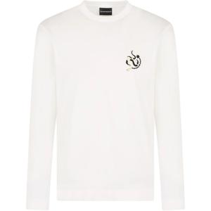 Джемпер из смесовой ткани лиоцелл Asv с вышивкой Emporio Armani, белый