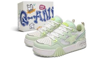 Q-AND Кроссовки для скейтборда унисекс с противоскользящей подошвой и амортизацией, устойчивые к истиранию, низкие, кремово-зеленые, свежий бежевый вид