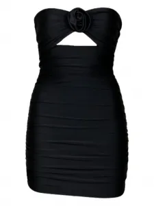 Мини-платье без бретелек с цветочной аппликацией Room76, черный