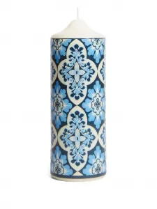 Свеча с узором, 20х7 см, La Doublej, синий