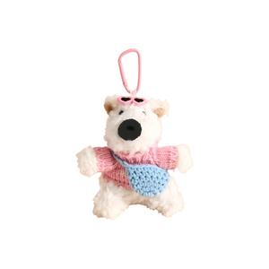 Рюкзак с вест хайленд уайт терьером на Новый год, брелок для ключей от машины, плюшевая кукла игрушка высотой 11,5 см MDH, розовый