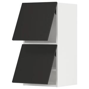 Настенный шкаф горизонтальный с 2 ​​дверцами METOD IKEA, 40x37x80 см, цвет white/nickebo matt anthracite