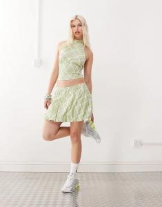 Мини-юбка COLLUSION с подолом-пузырьком в зеленую клетку — часть комплекта