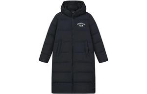 Футболка с принтом в виде букв утепленная удлиненная куртка с капюшоном черный FILA, смоляной черный