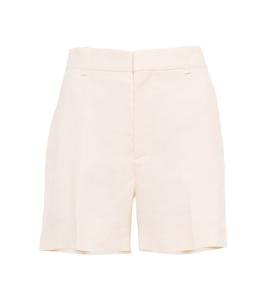 Шорты из льна и шелка с высокой талией Chloé, Seedpearl Beige