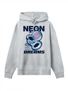 Толстовка Smiley Originals Neon Dreams Rave Wear в сером меланже F4NT4STIC